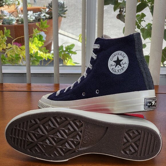 Converse Men's Chuck 70 Hi Upcycle Fleece 172267C Red/Blue/Black Size 10 - Picture 6 of 11